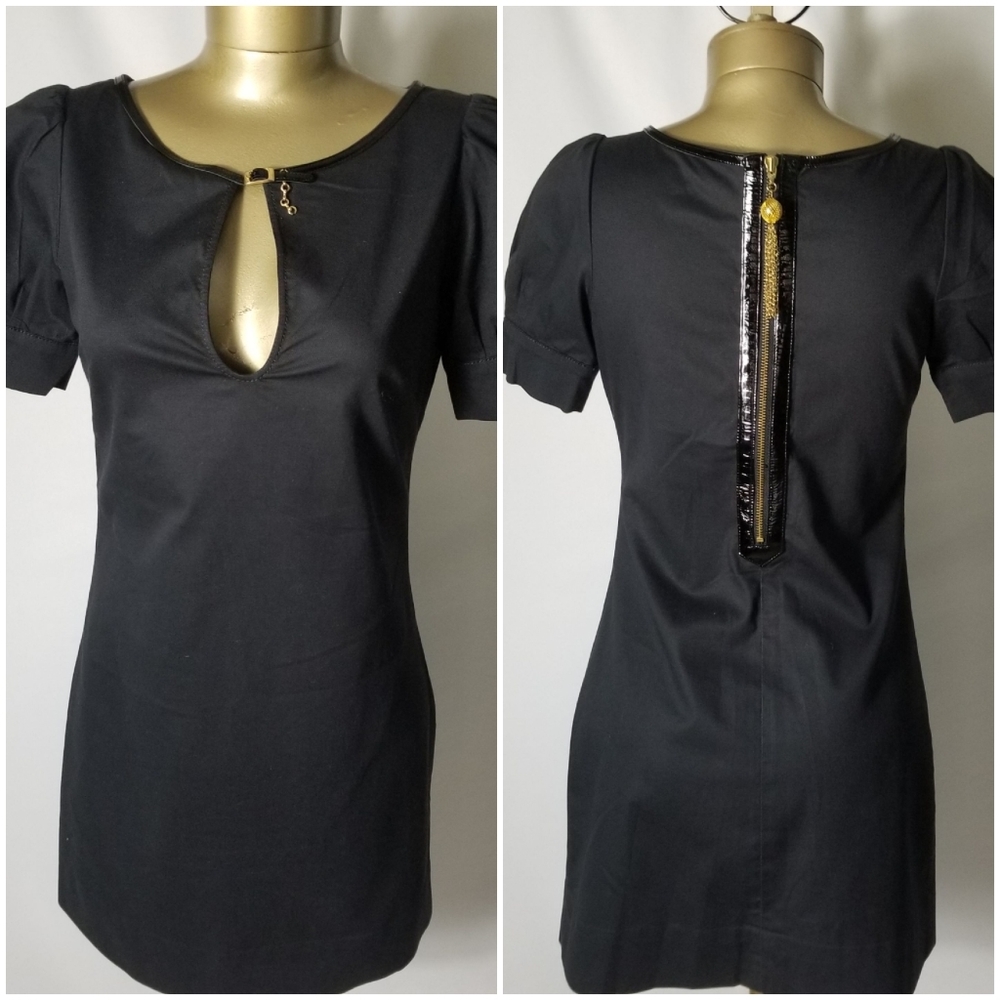 LAROK BLACK PUFF SLEEVE COTTON BLEND DRESS
